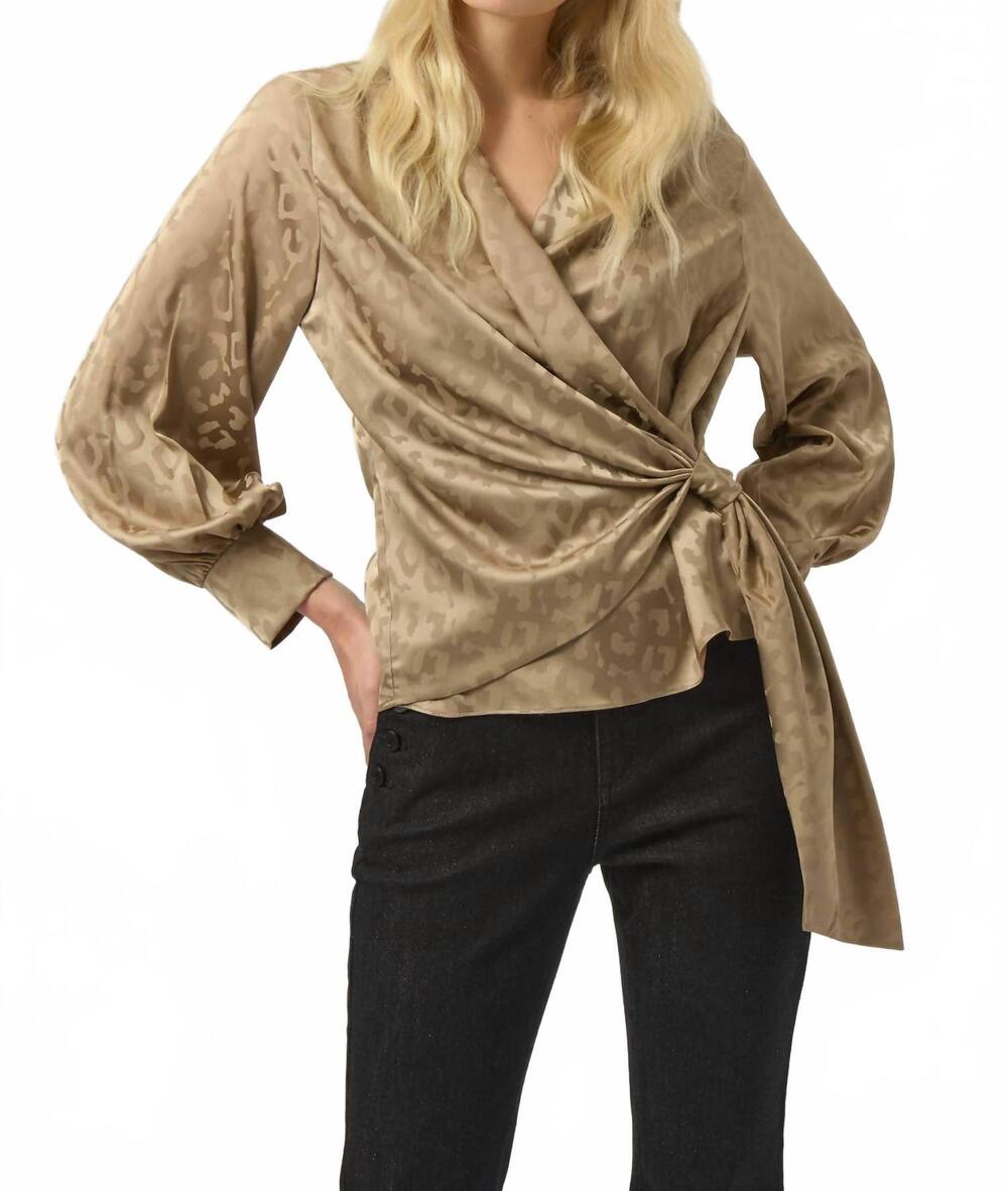NEW JOSEPH RIBKOFF jessa jacquard wrap top in taupe